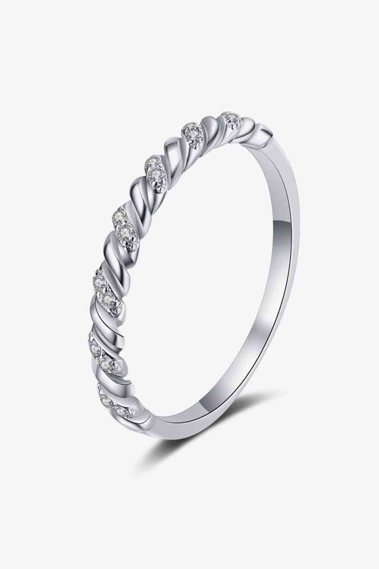 Moissanite Rhodium-Plated Half-Eternity Ring - Tigbuls Variety Fashion