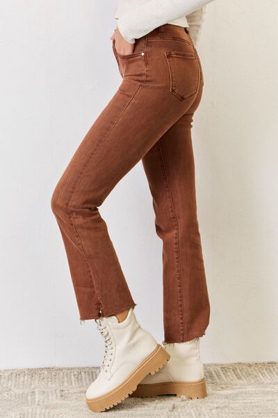 Brown High Rise Tummy Control Straight Jeans | Tigbuls Variety