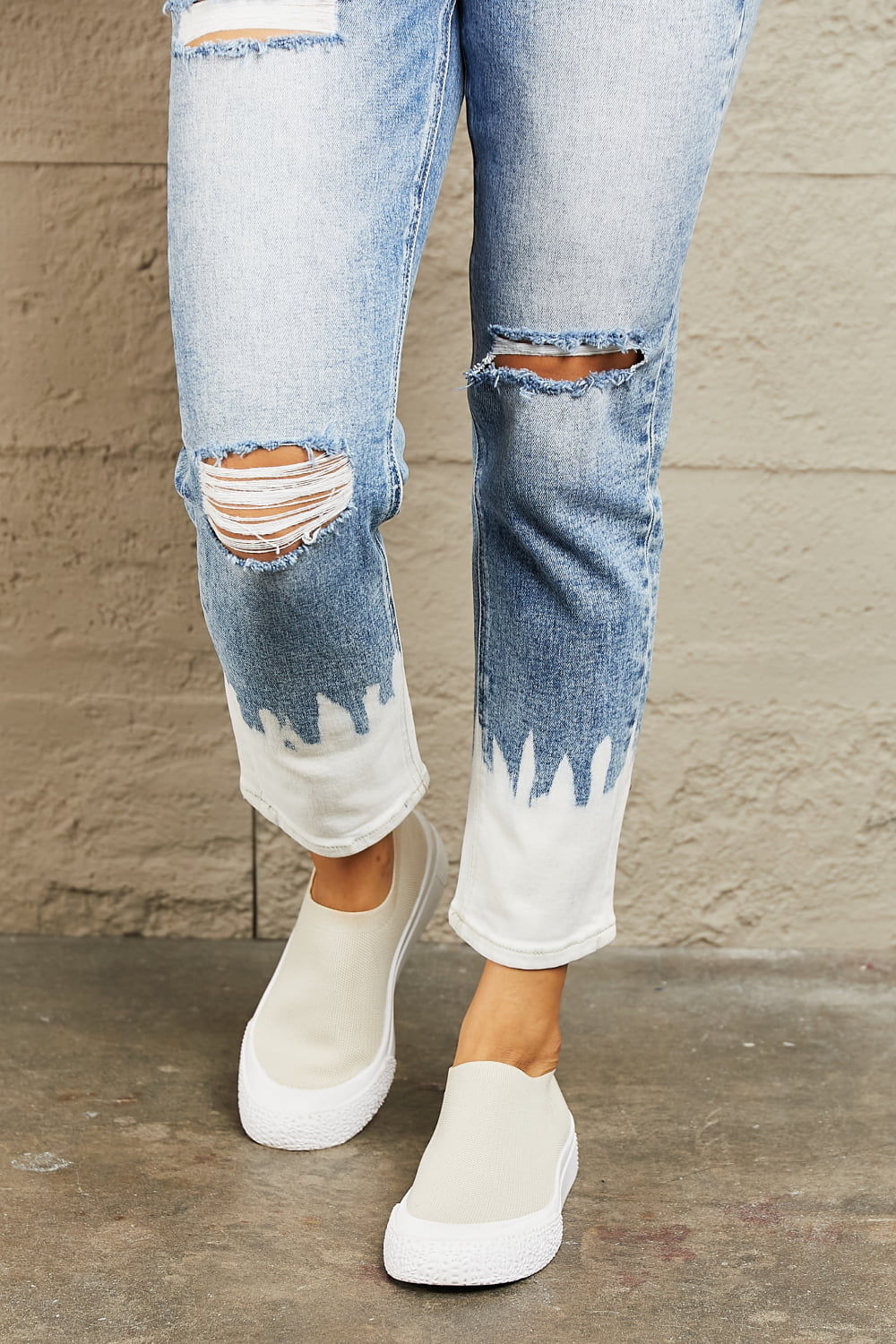 BAYEAS High Waisted Distressed Painted Cropped Skinny Jeans - Tigbul's Fashion