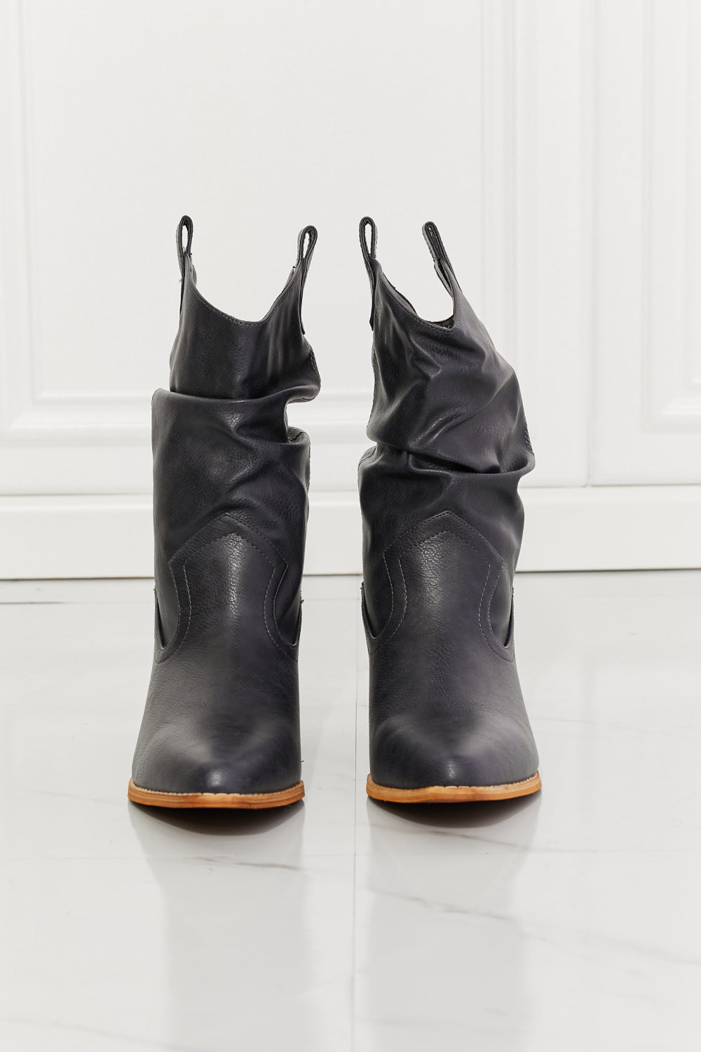  Women's Scrunch Cowboy Boots in Navy - Tigbul's Fashion