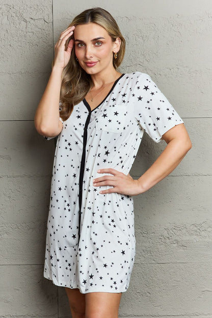 Button Down Sleepwear Dress in White | Tigbuls Variety Fashion