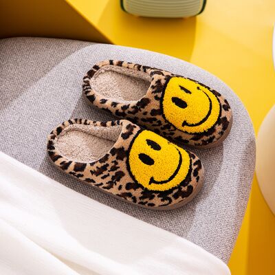 Melody Smiley Face Leopard Slippers - Tigbuls Variety Fashion