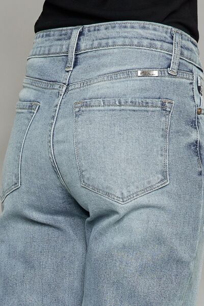 Kancan High Waist Raw Hem Cropped Wide Leg Jeans - Tigbuls Variety Fashion