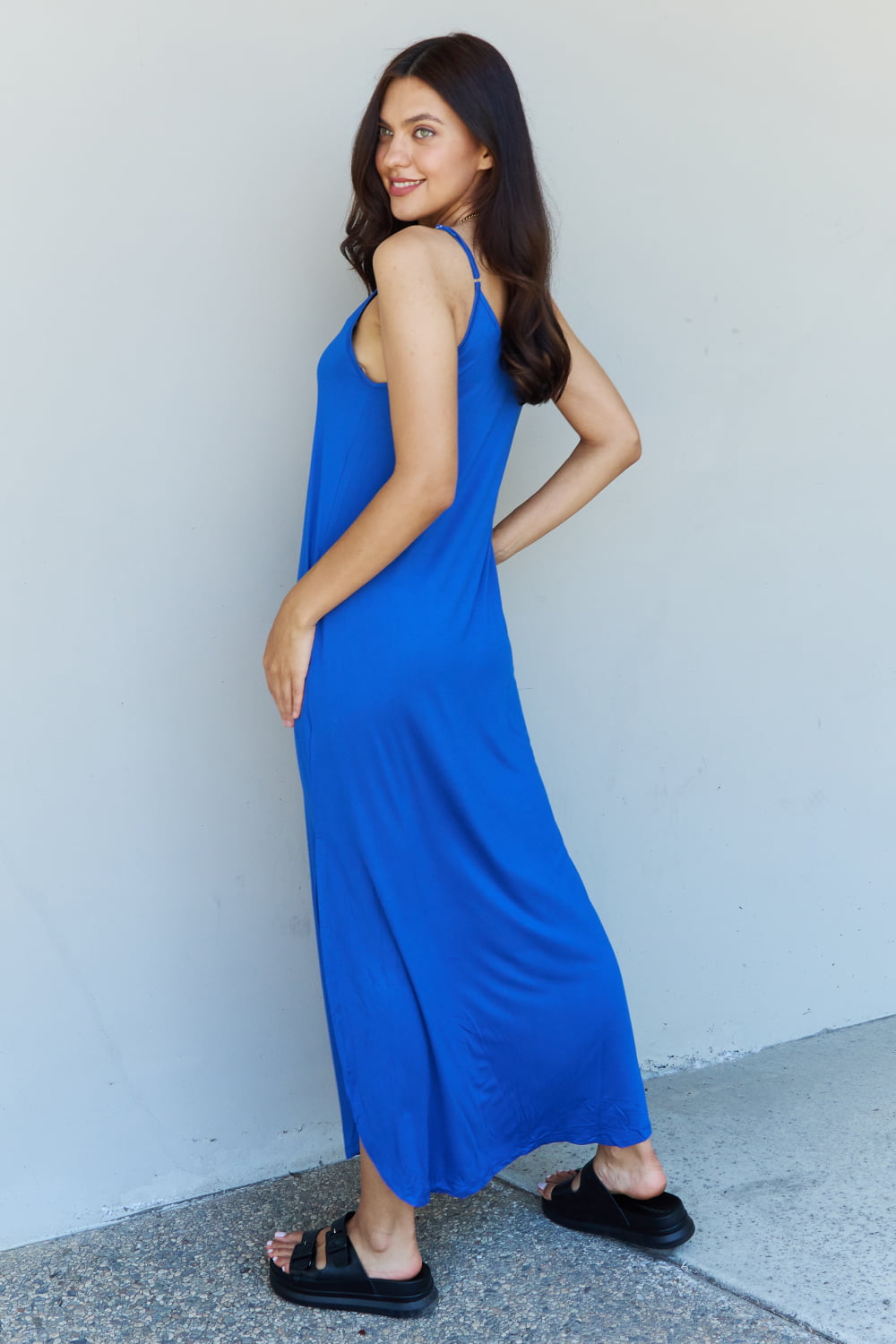 Ninexis Good Energy Full Size Cami Side Slit Maxi Dress in Royal Blue - Tigbul's Fashion