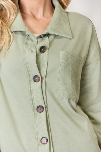 Button Down Long Sleeve Shirt in Sage Green - Tigbuls Variety Fashion