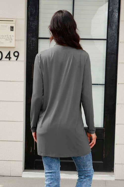 Open Front Long Sleeve Cardigan with Pockets - Tigbuls Variety Fashion