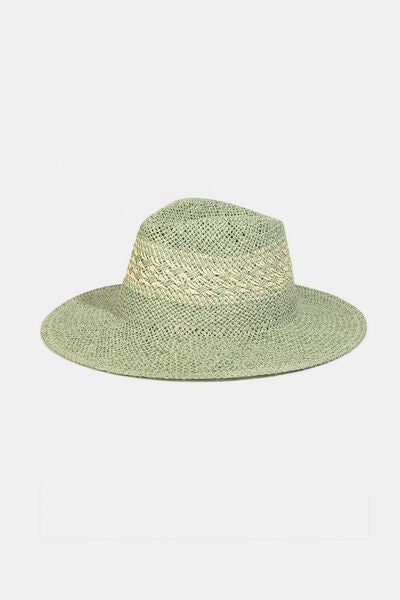 Fame Contrast Wide Brim Straw Hat - Tigbuls Variety Fashion