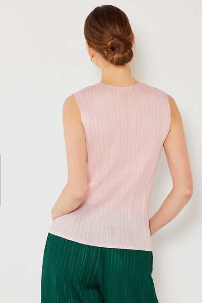 Pleated Sleeveless Crewneck Tank - Tigbuls Variety Fashion