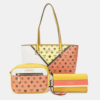 Nicole Lee USA 3-Piece Color Block Handbag Set - Tigbuls Variety Fashion