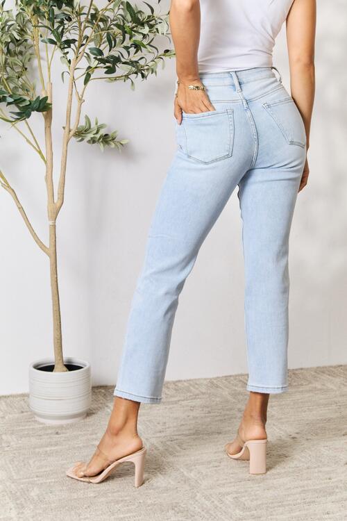 Light and Medium Blue High Waist Straight Jeans - Tigbuls Variety Fashion