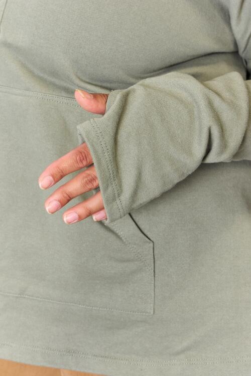 Green Thumb Hole Half Button Hoodie - Tigbuls Variety Fashion