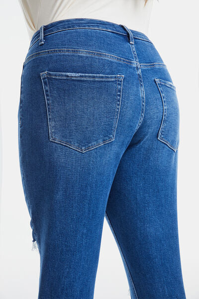  Full Size Run Distressed High Waist Mom Blue Jeans - Tigbuls Variety Fashion