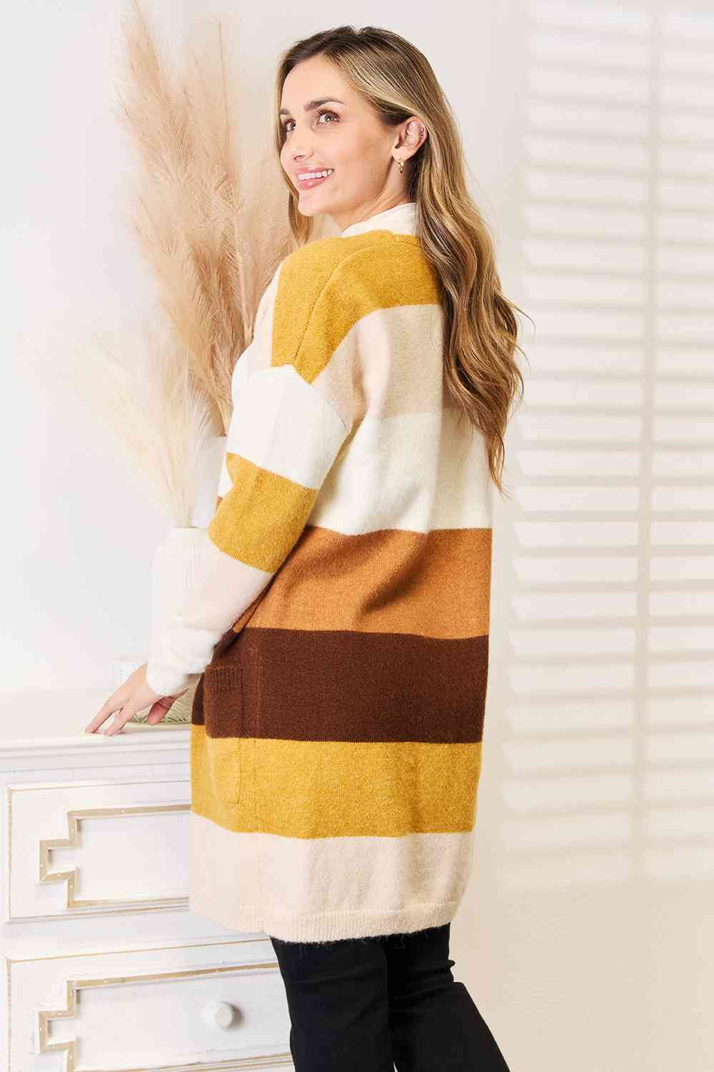Woven Right Color Block Dropped Shoulder Cardigan - Tigbuls Variety Fashion