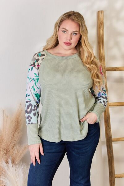 Hailey & Co Full Size Printed Round Neck Blouse - Tigbuls Variety Fashion