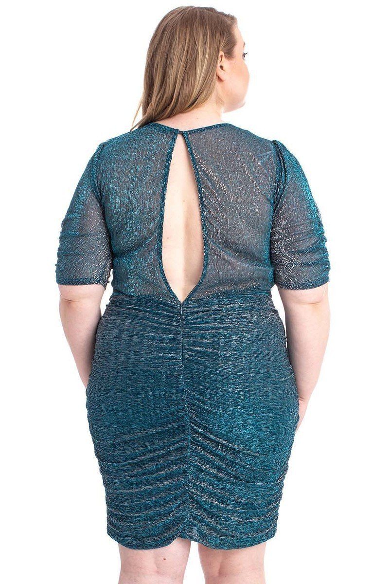 Ribbed Shimmer Shirring Mini Dress - Tigbul's Fashion