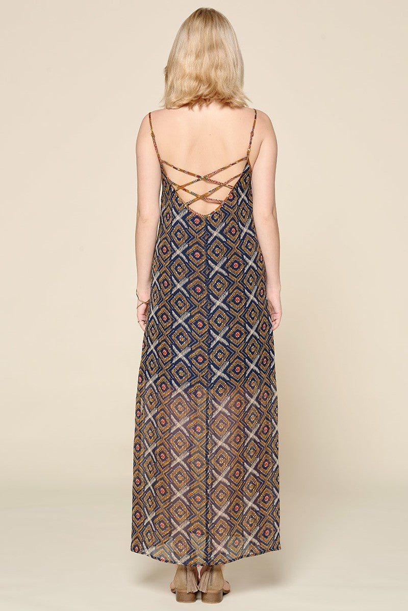 Mixed Printed Chiffon Maxi Slip Dress - Tigbul's Fashion