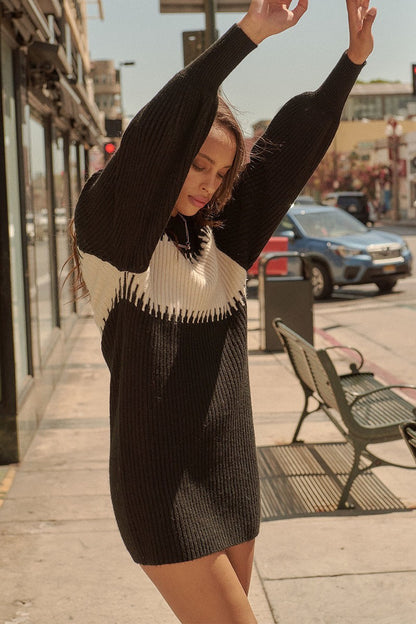 A Ribbed Knit Sweater Mini Dress - Tigbuls Variety Fashion