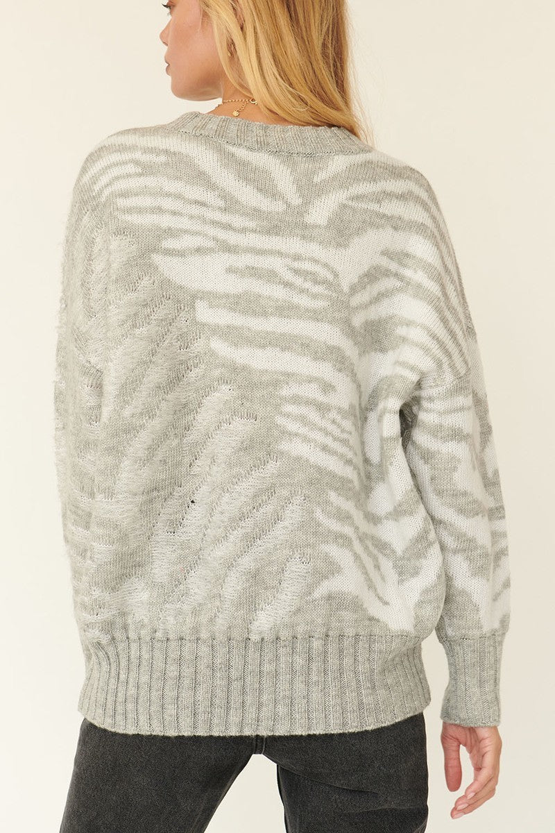 A Zebra Print Pullover Sweater - Tigbuls Variety Fashion