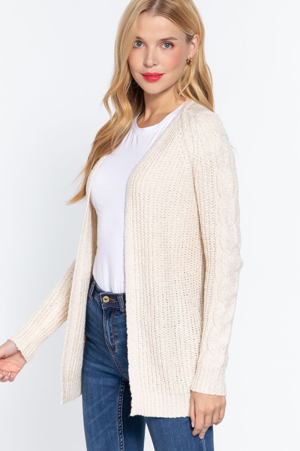 Long Slv Open Front Sweater Cardigan - Tigbuls Variety Fashion