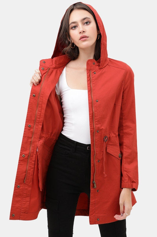 Long Line Hooded Utility Anorak Jacket Coat - Tigbuls Variety Fashion