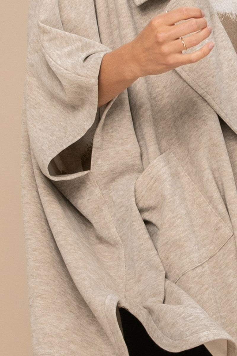 Solid Taupe Knit Oversized Trench Jacket - Tigbuls Variety Fashion