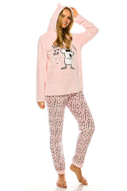 Women's Pink Animal Print 2 Piece Pajama Set - Tigbul's Variety