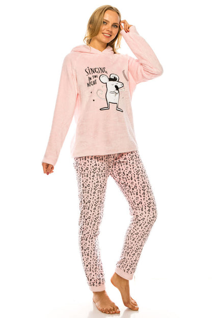 Women's Pink Animal Print 2 Piece Pajama Set - Tigbul's Variety