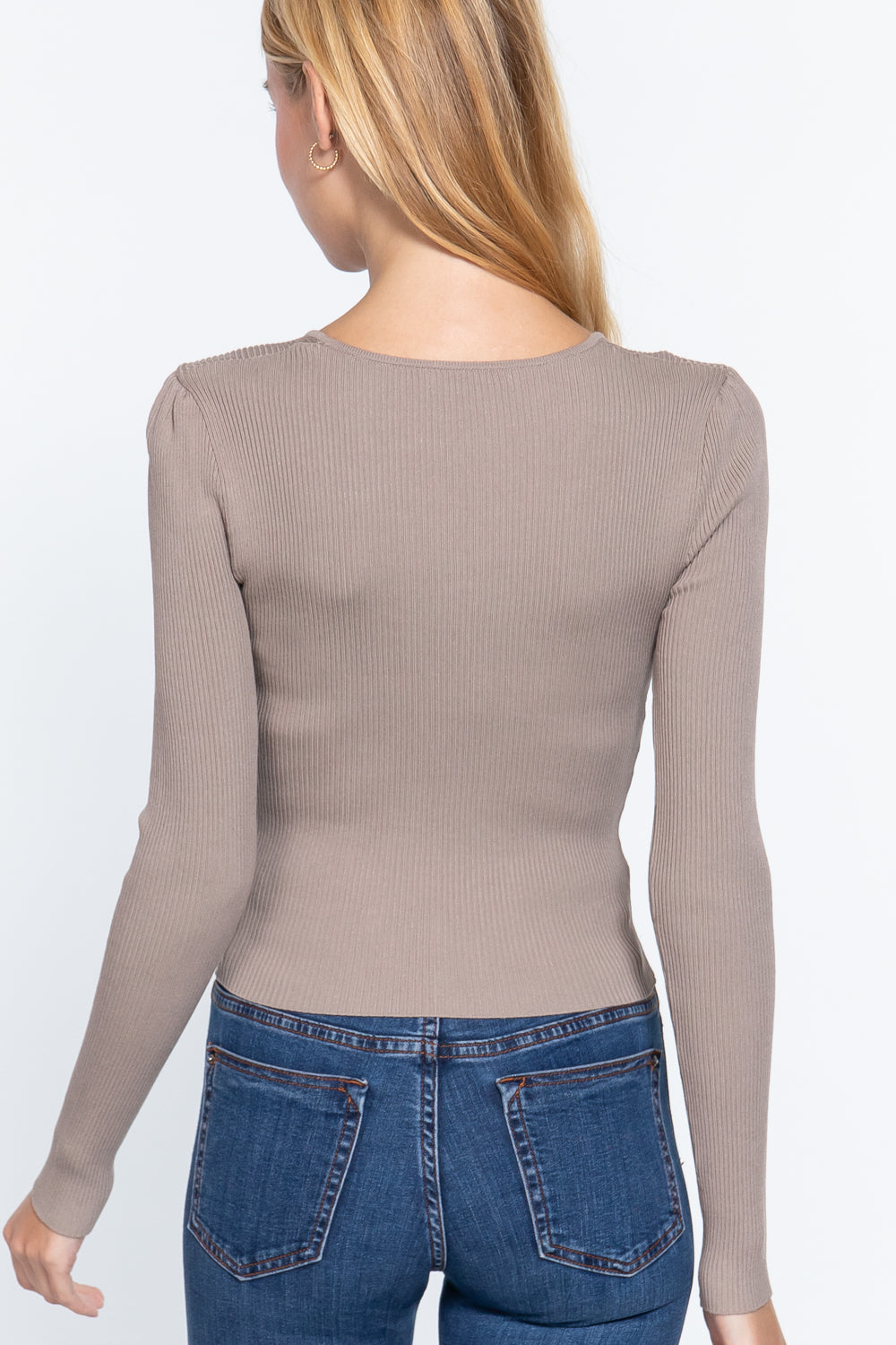 Shirring Sweetheart Neck Sweater - Tigbul's Fashion