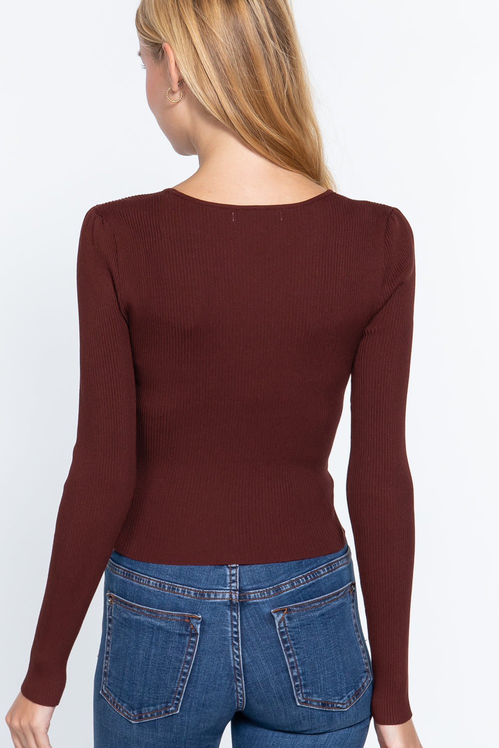 Shirring Sweetheart Neck Sweater - Tigbul's Fashion