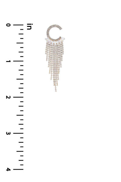 Crystal C Shape Baguette Fringe Earring - Tigbuls Variety Fashion