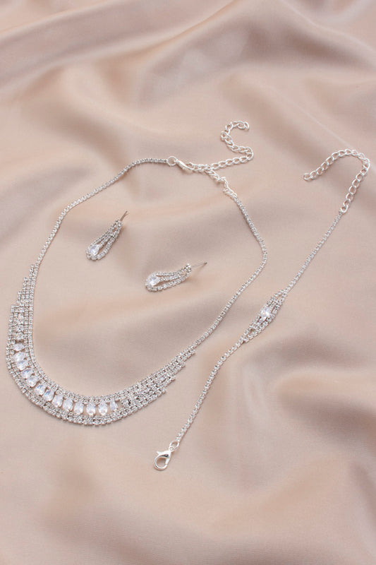 Bridal Rhinestone Bracelet Necklace Set - Tigbuls Variety Fashion