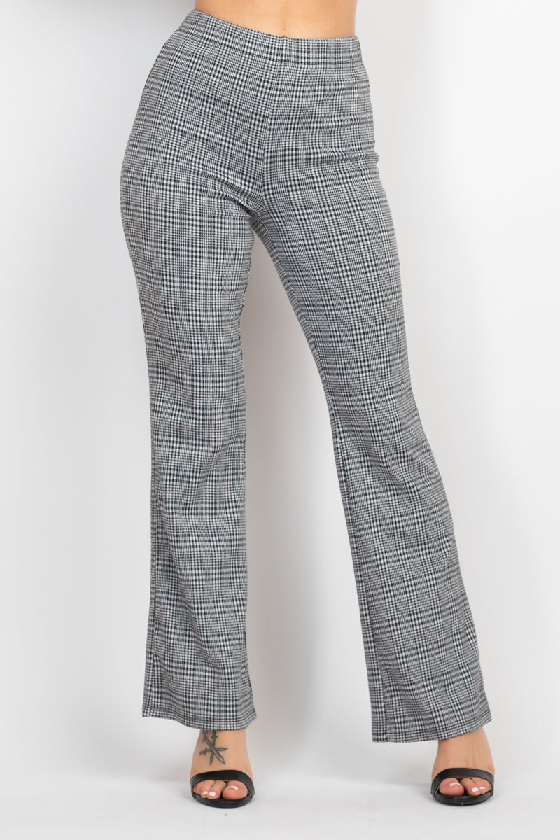 Plaid Cut-out Long Sleeve Crop Top & Pants Set - Tigbuls Fashion
