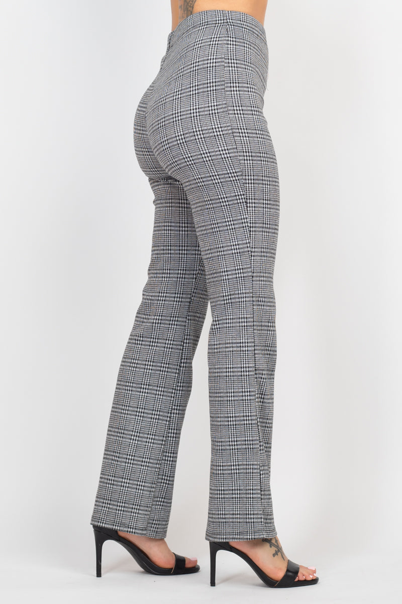 Plaid Cut-out Long Sleeve Crop Top & Pants Set - Tigbuls Fashion