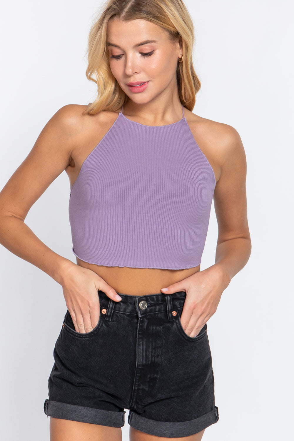 Lace Up Open Cross Back Crop Cami - Tigbuls Variety Fashion