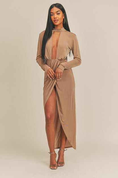 Pecan Brown Open Front Dress - Tigbuls Variety Fashion