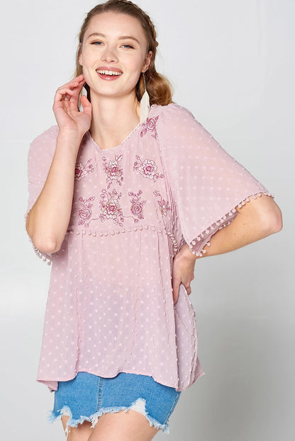 This Detailed Lace Trimmed Bubble Chiffon Blouse - Tigbuls Variety Fashion