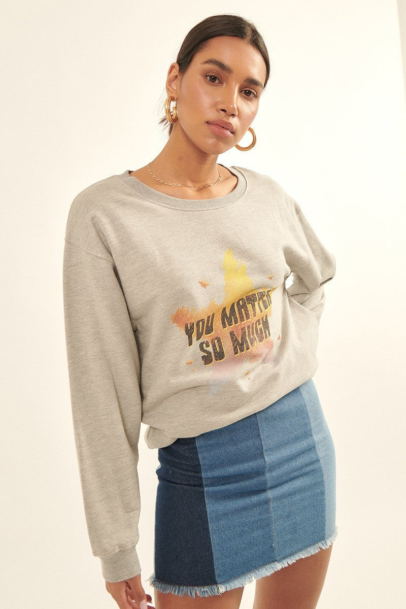 Vintage-style, Multicolor Star French Terry Knit Graphic Sweatshirt - Tigbuls Variety Fashion