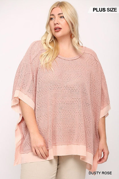 Light Knit And Woven Mixed Boxy Top With Poncho Sleeve - Tigbuls Variety Fashion