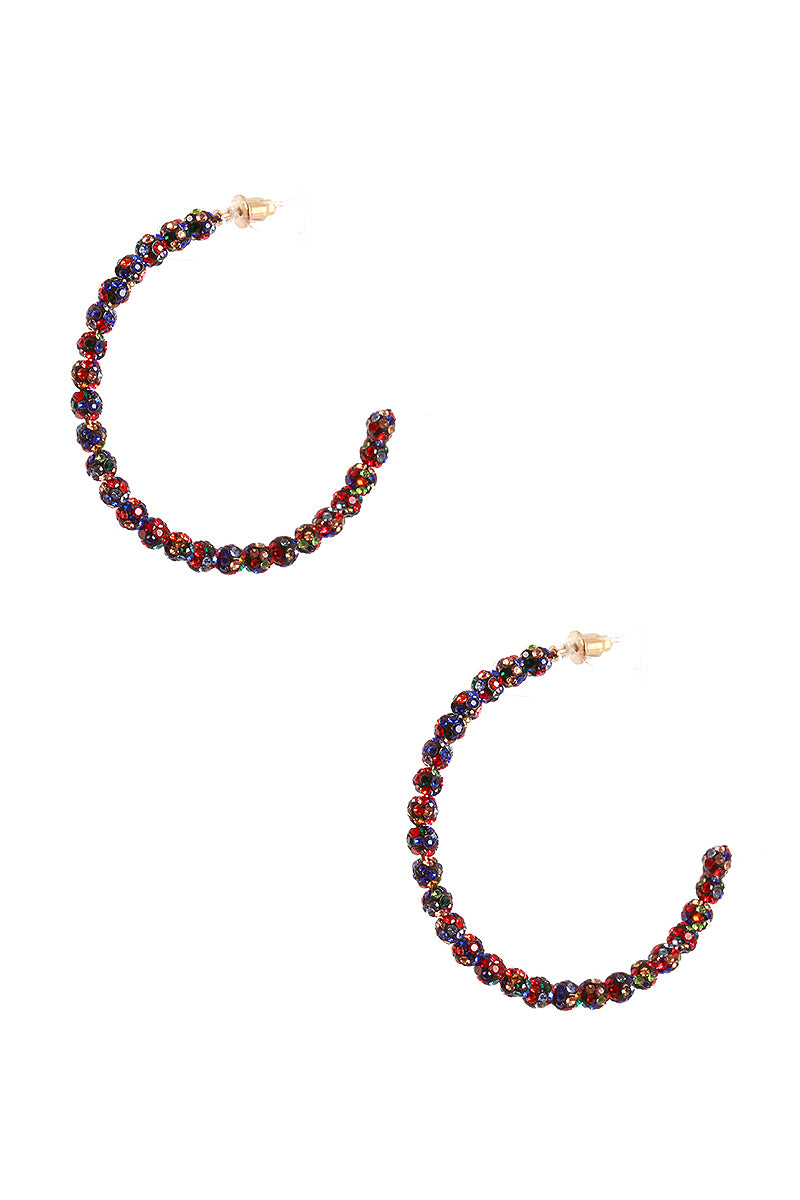 Rhinestone Bead Open Hoop Post Earring - Tigbuls Variety Fashion