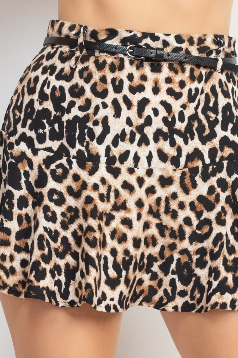 Belted Leopard High-rise Mini Skirt - Tigbuls Variety Fashion