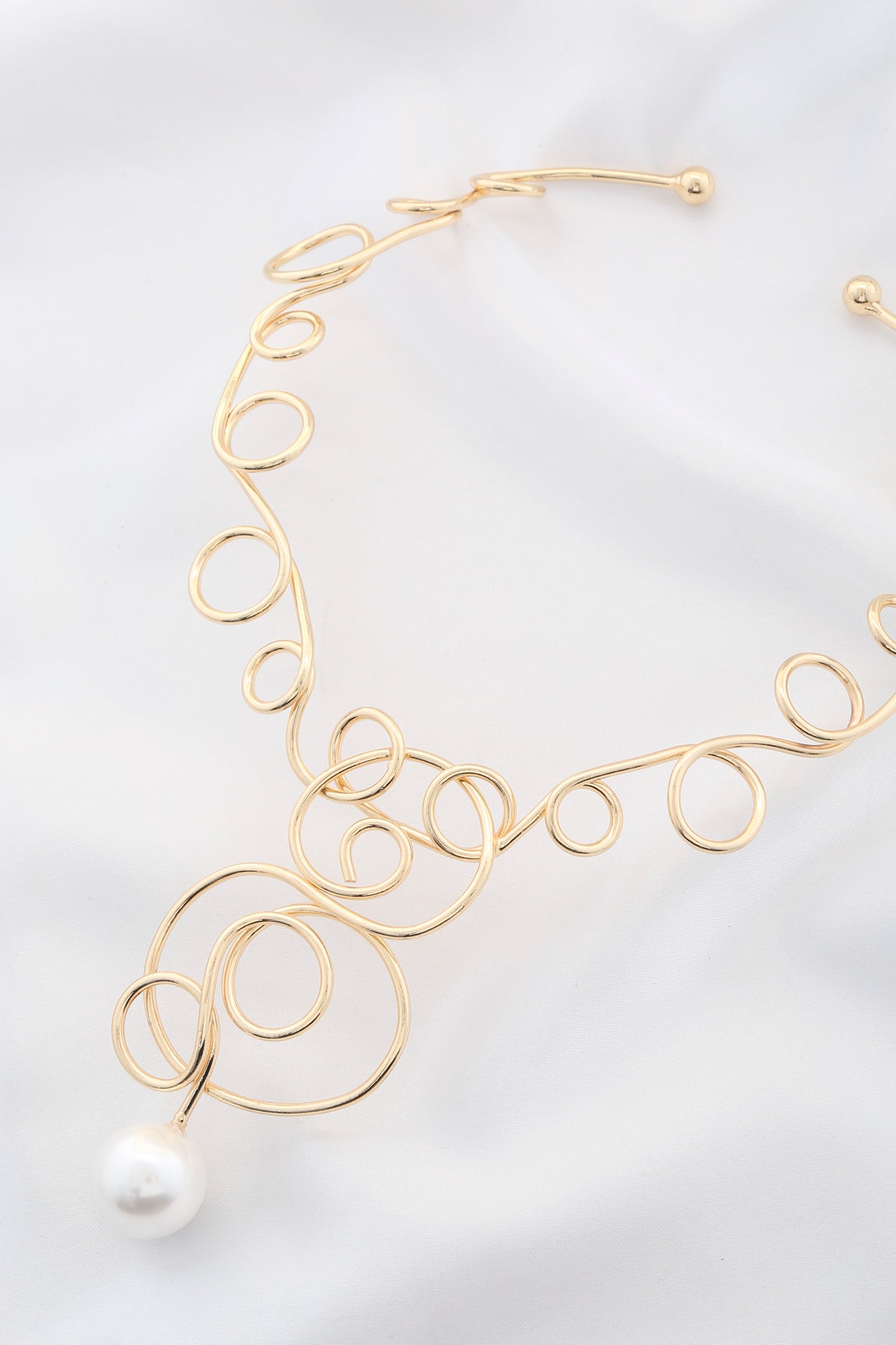 Pearl Swirl Metal Necklace - Tigbuls Variety Fashion