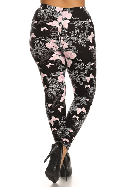 Plus Size Super Soft Peach Skin Fabric, Butterfly Leggings - Tigbuls Variety Fashion