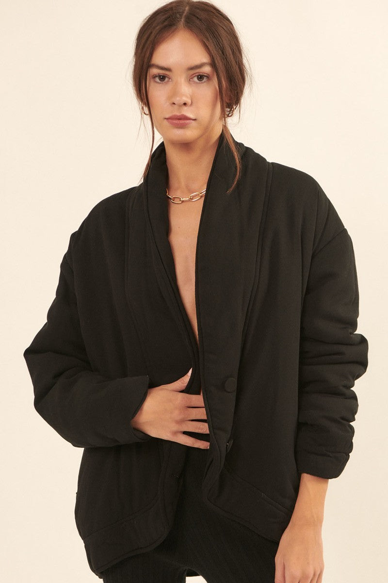Solid Black Rayon Woven Jacket - Tigbuls Variety Fashion