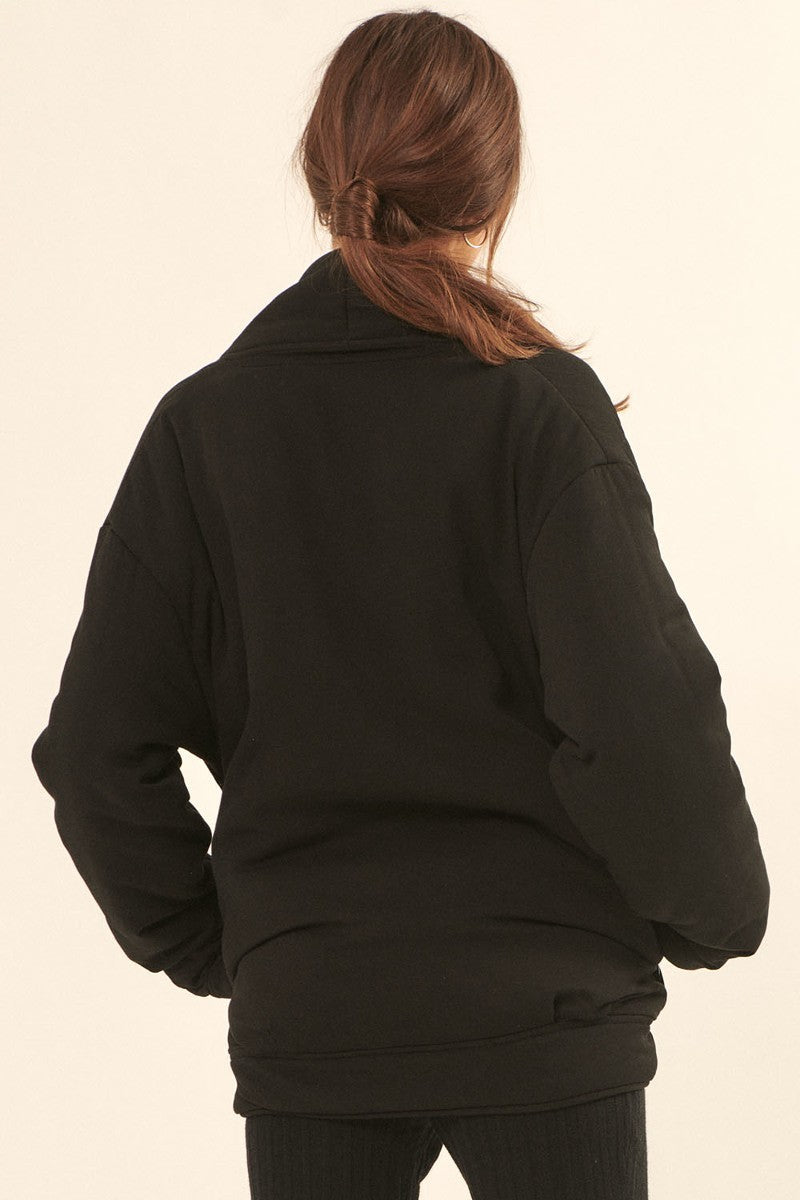 Solid Black Rayon Woven Jacket - Tigbuls Variety Fashion