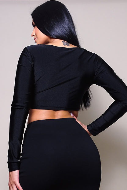 Long Sleeve Black Corset Top - Tigbuls Variety Fashion