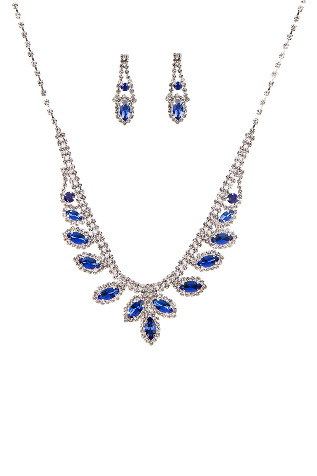 Rhinestone Marquise Wedding Necklace And Earring Set - Tigbuls Variety Fashion