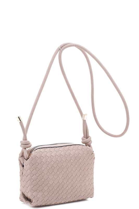 Braid Texture Zipper Crossbody Bag - Tigbul's Variety Fashion Shop