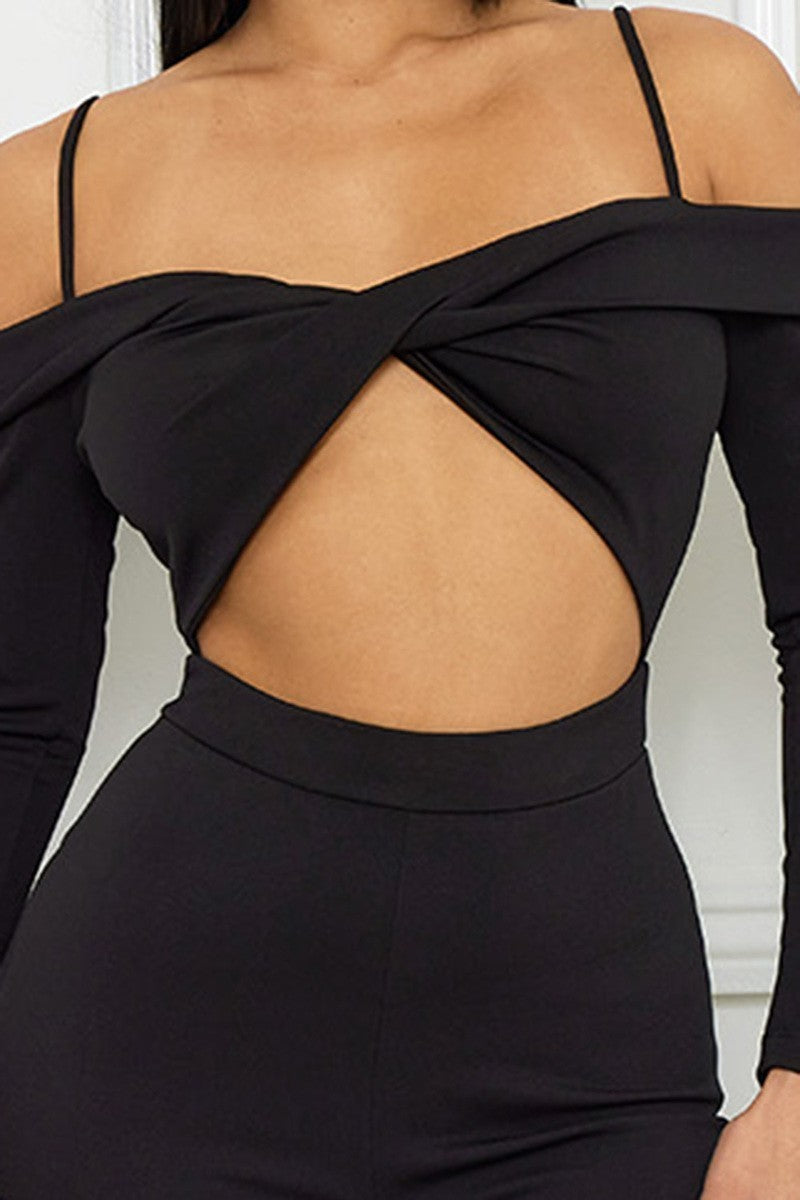 Open Shoulder Cutout Detail Jumpsuit - Tigbuls Variety Fashion