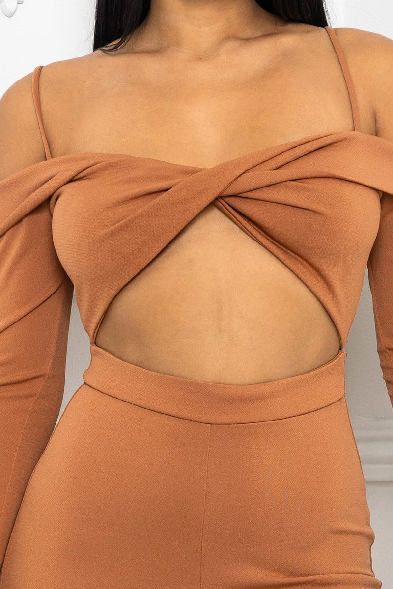 Open Shoulder Cutout Detail Jumpsuit - Tigbuls Variety Fashion