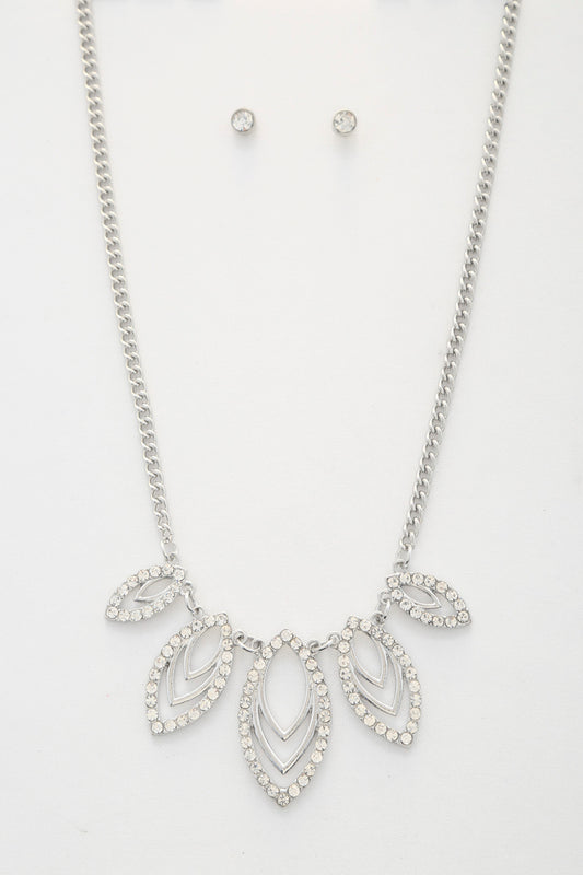 Marquise Rhinestone Link Metal Necklace - Tigbuls Variety Fashion